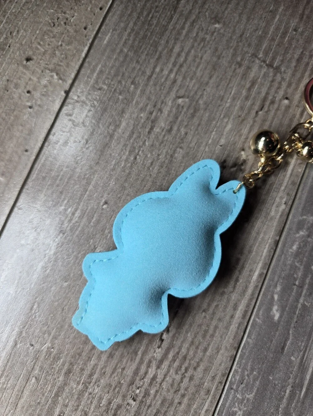 NWT Fashion Jewelry Sparkling Blue Labubu Inspired Gold Keyring Set with Charm